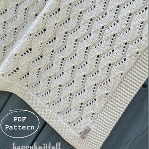 Baby Blanket Knitting Pattern, Baby Lace Blanket Knitting Pattern, Cable Knit Lace Baby Blanket Pattern, Knit Baby Blanket Pattern