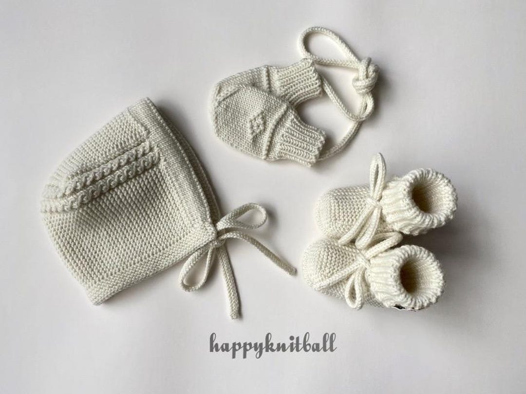 DOUDOU SET WOOL BEANIE & MITTENS KNIT
