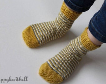 Hand Knitted Merino Wool Baby Socks: Mustard Cable Knit