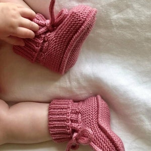 Knit Merino Wool Baby Booties: Handmade Cable Knit Crib Shoes