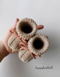Hand Knitted Wool Newborn Booties in Beige, Cable Knit Baby Girl Booties, Baby Shower Gift, Knit Wool Baby Booties, Baby Girl Knit Booties product logo