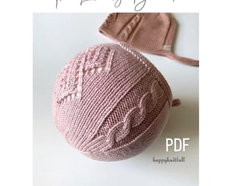 Knit Baby Bonnet PDF Pattern: Cable Knit Merino Wool (Digital Download)