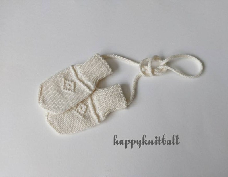 Knit Merino Wool Baby Mittens With String Cord Cable Knit Etsy UK