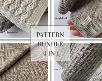 Baby Blanket Knitting Pattern Bundle: 4 Cable Knit Designs (PDF Download)