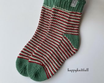 Hand Knit Merino Wool Baby Socks: Multicolored Cable Knit