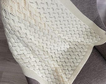 Lace Cable Knit Baby Blanket Pattern: DK Yarn (PDF Pattern)