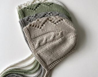 Hand Knitted Merino Wool Baby Bonnet: Soft Lace Knit