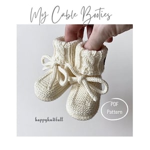 Cable Knit Baby Booties Pattern: PDF Knitting Pattern (Newborn to 12 Months)