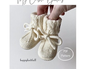 Cable Knit Baby Booties Pattern: PDF Knitting Pattern (Newborn to 12 Months)