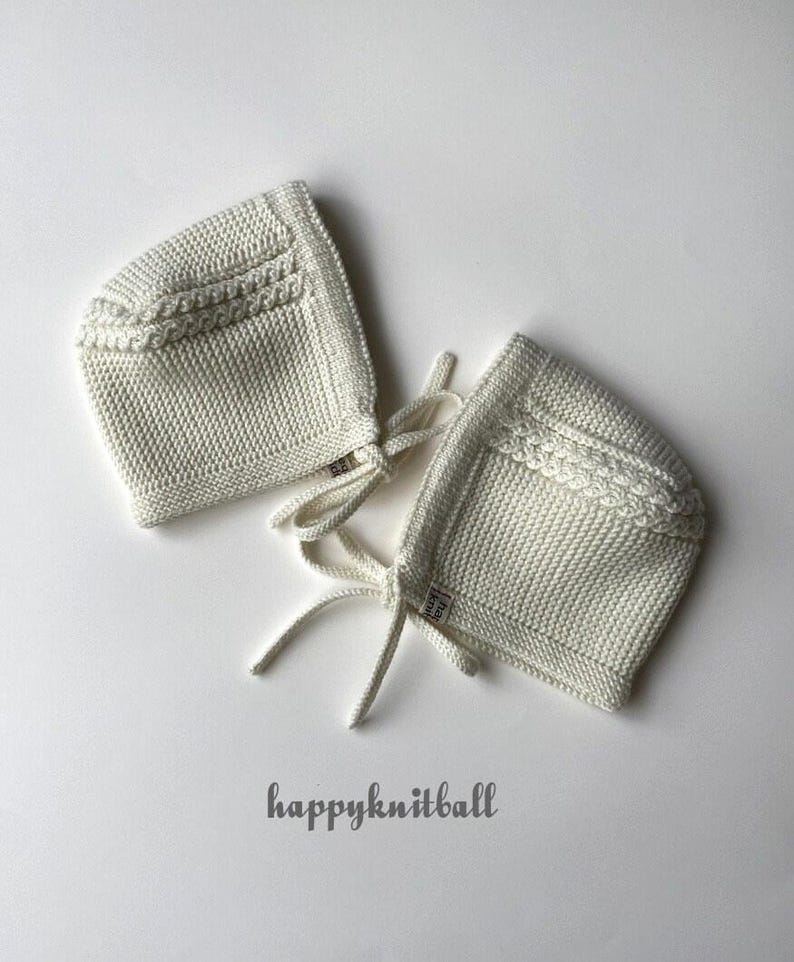 Hand Knit Merino Wool Baby Bonnet: Cable Knit Newborn Winter Hat image 2