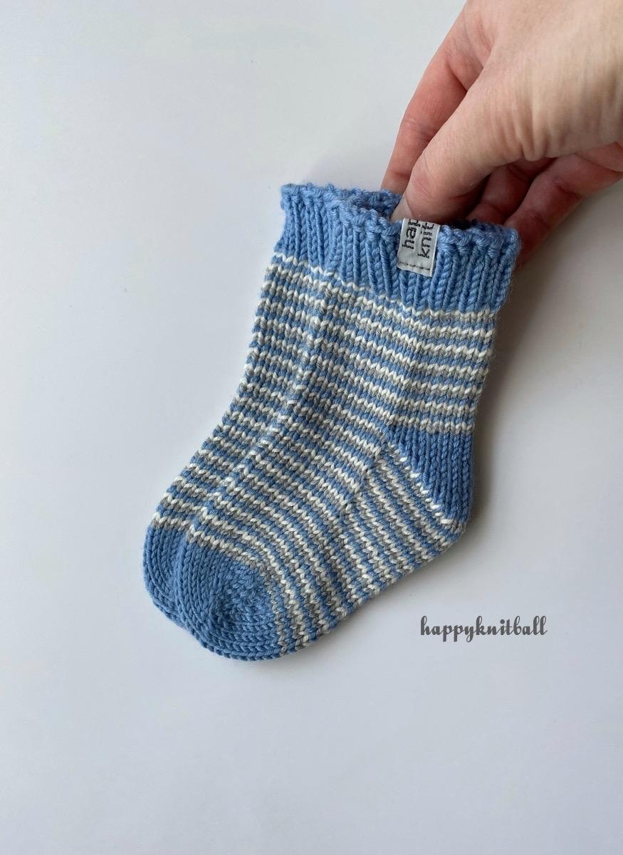 Handmade Merino Wool Baby Socks: Blue Cable Knit