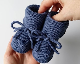 Hand Knitted Merino Wool Baby Booties: Newborn Crib Shoes