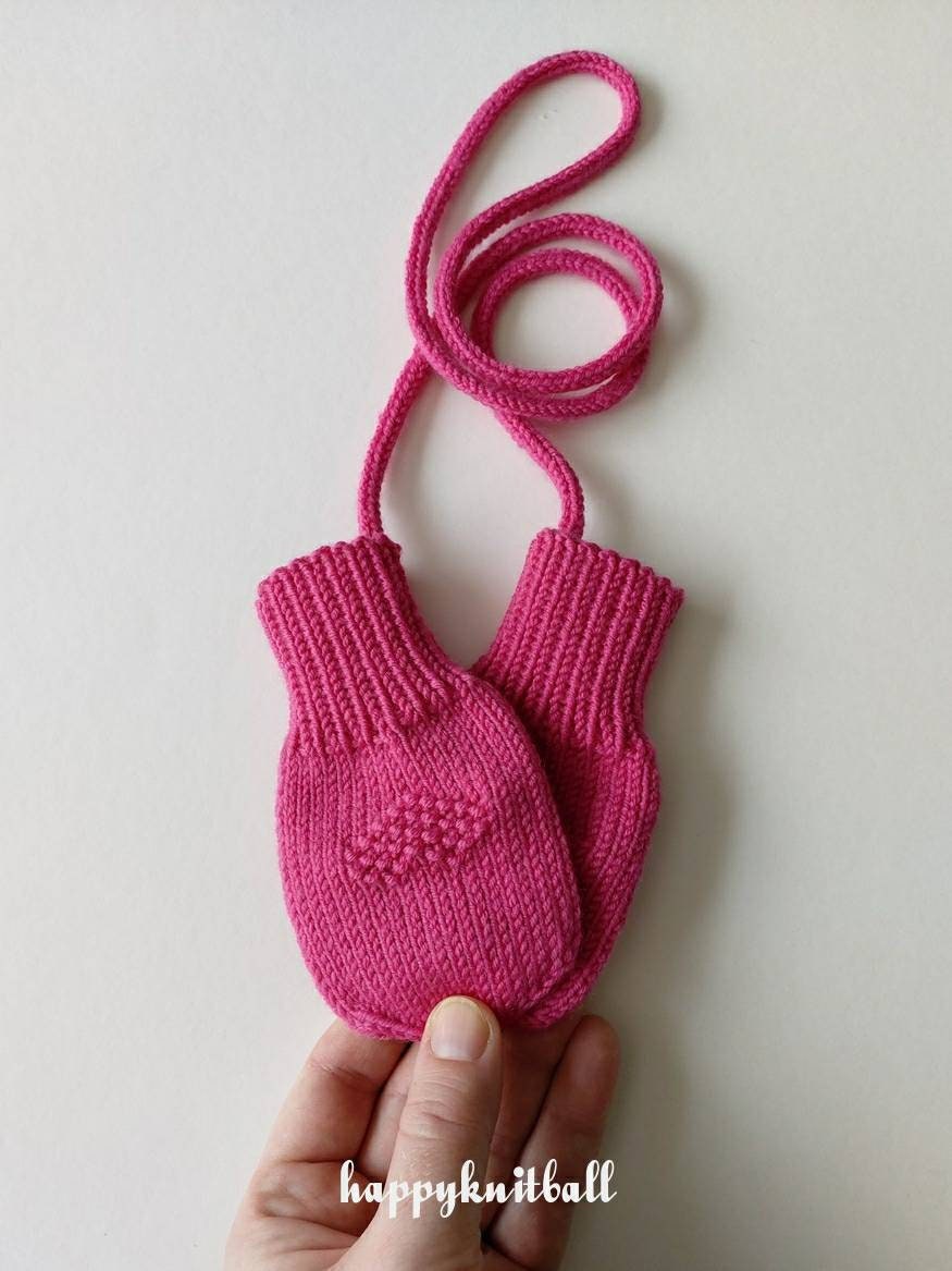 Knit Merino Wool Baby Mittens With String Cord Cable Knit Etsy UK
