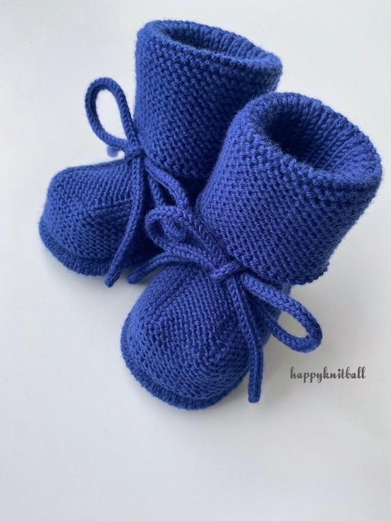 Cable Hand Knitted Booties Baby Boy's Hand Knitted Cable Designer