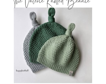 Baby Knotted Beanie Knitting Pattern: Valerie Design (PDF)