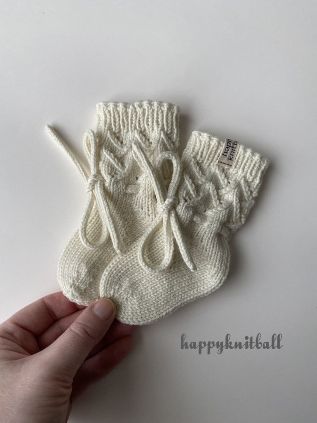 Handknit Merino Wool Baby Socks, White Baby Wool Socks, Knit Winter