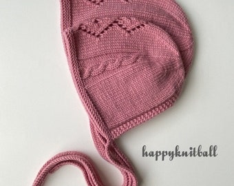Hand Knit Merino Wool Baby Bonnet: Cable Knit Newborn Hat - Etsy