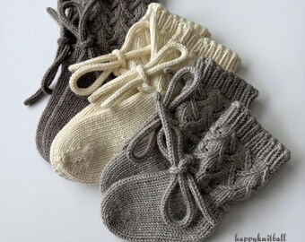 Hand Knitted Merino Baby Socks, Handmade Merino Baby Lace Socks Ready-to-ship