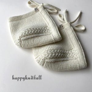 Hand Knit Merino Wool Baby Bonnet: Cable Knit Newborn Winter Hat image 3