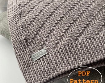 Babydecke Strickmuster, Babydecke mit Zopfmuster Strickmuster, PDF, Wende-Babydecke Strickmuster