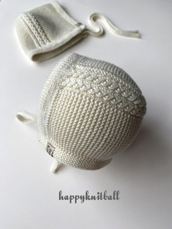Hand Knit Merino Wool Baby Bonnet: Cable Knit Newborn Winter Hat
