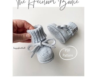 Cable Knit Baby Booties Pattern: Heirloom Style (PDF Pattern, Newborn to 12 Months)