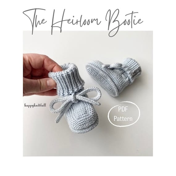 Cable Knit Baby Booties Pattern: Heirloom Style (PDF Pattern, Newborn to 12 Months)