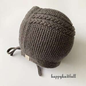 Hand Knit Merino Wool Baby Bonnet: Cable Knit Newborn Winter Hat image 6