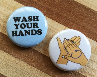 Waschen Sie Ihre Hände Button Set