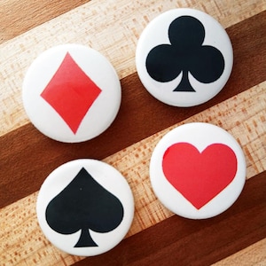 Hearts, Diamonds, Spades, and Slubs 1&quot; Pinback Button Set