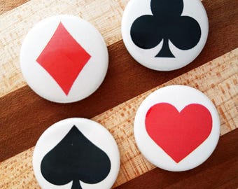 Hearts, Diamonds, Spades, and Slubs 1" Pinback Button Set