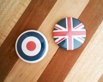 Mod Target / UK Flag 1" Pinback Button Set