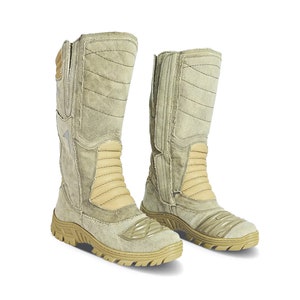 Taktischer Stiefel aus recyceltem Segeltuch und Leder Wüstensand Kampfarmee Motorradfahrer Kriegsabenteuer Airsoft Jagdstiefel