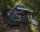 Genuine Leather Outback Cowboy Hat, Western Style - Etsy display picture 1
