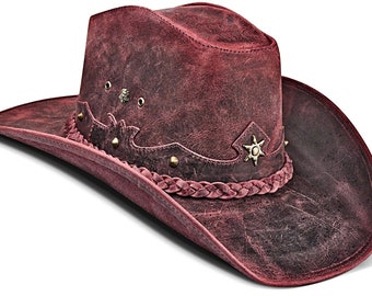 Leather Cowboy Hat, Cowboy Hats for Men, Western Hat, Distressed