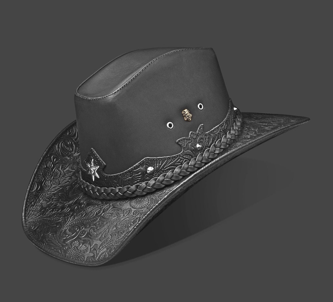 Cowboy Hat, Westworld Hat, Womens Cowboy Hat, Western Hat, Leather Cowboy Hat, Black Cowboy Hat