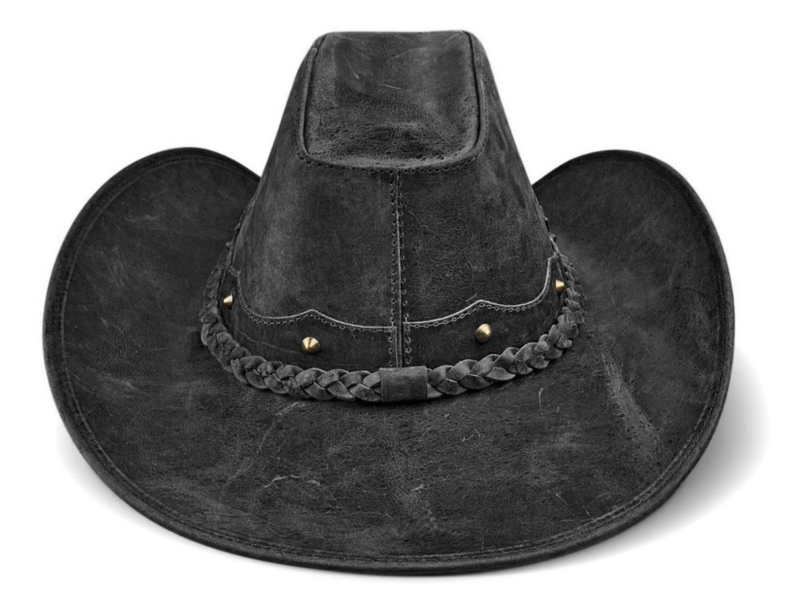 Cowboy Hat for Men Black Leather Vintage Western Hat Texan Etsy