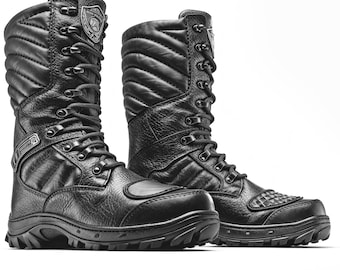 Motorcycle Boots Men, Biker Boots, Black Leather, Rider Boots, Tactical Boots, Military Boots, Army Boots