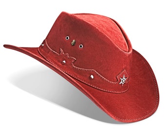 Cowgirl Hat, Western Hat, Cowboy Hat, Womens Cowboy Hat, Mens Cowboy Hat, Leather Cowboy Hat, Cowhide Hat, Unique Cowboy Hat