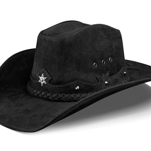 Mens Cowboy Hat Western Genuine Leather 