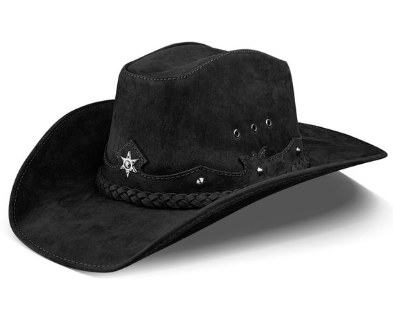 Mens Cowboy Hat Western Genuine Leather 