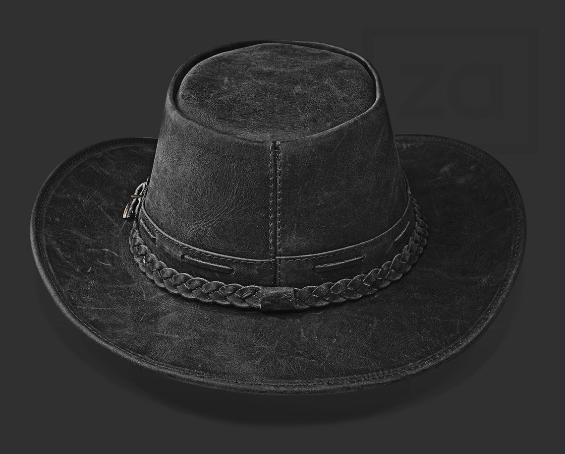 Outback Hat Genuine Leather Hat Leather Cowboy Hat Etsy