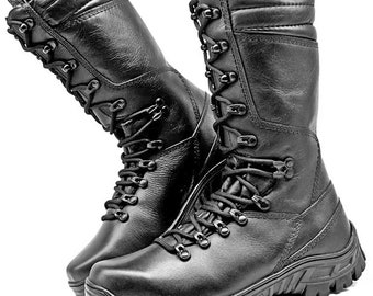 Hunting Boots Mens Motorcycle Combat Tactical Swat Special Forces Military Army Hunt Leather Ranger Black Lace Up