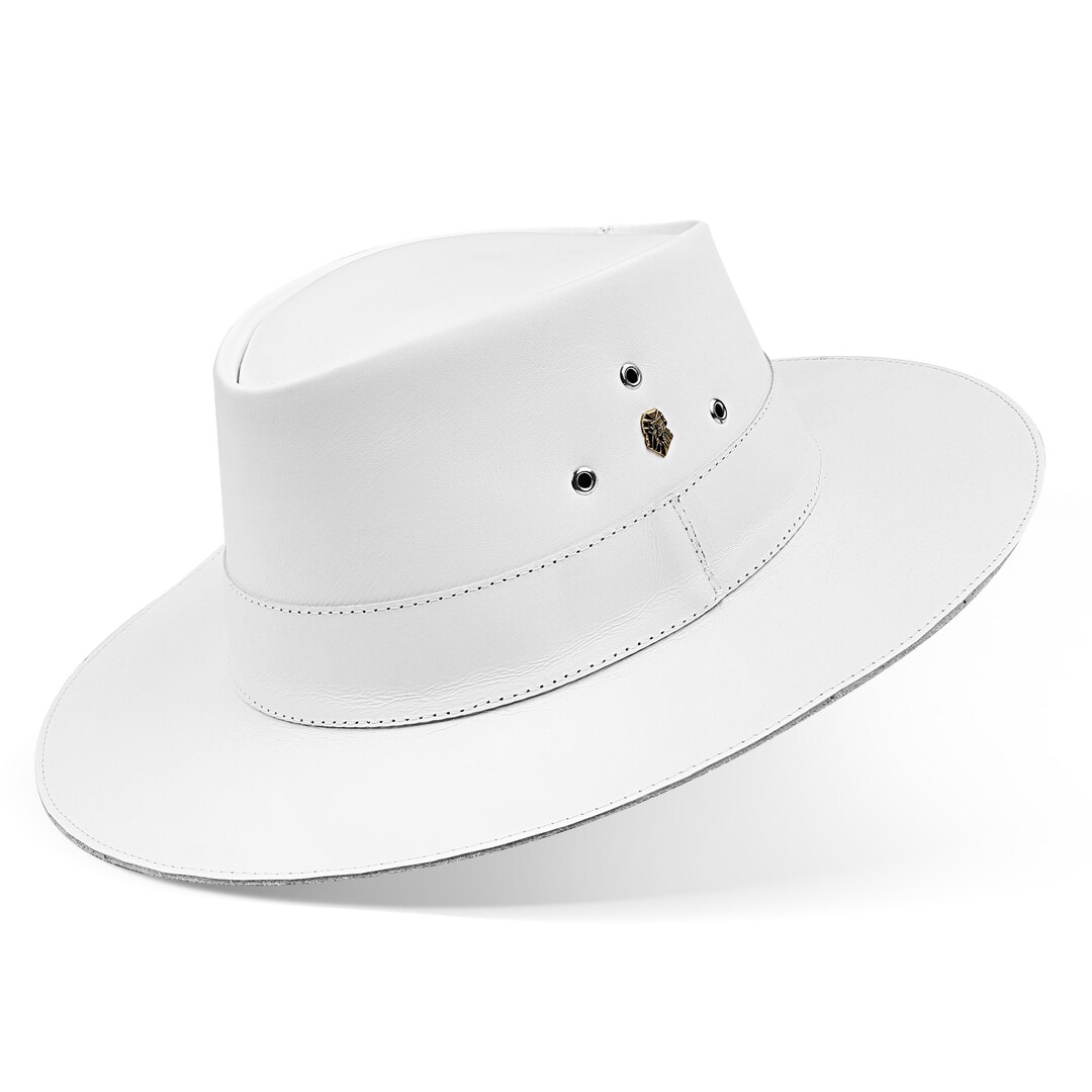 Outback Hat, Womens Leather Hat, Western, Cowgirl Hat, Western Womens Hat, White Outback Hat