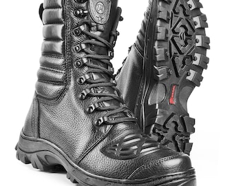 Black Leather Tactical Boots, BMBrasil Lace Up Combat Boots