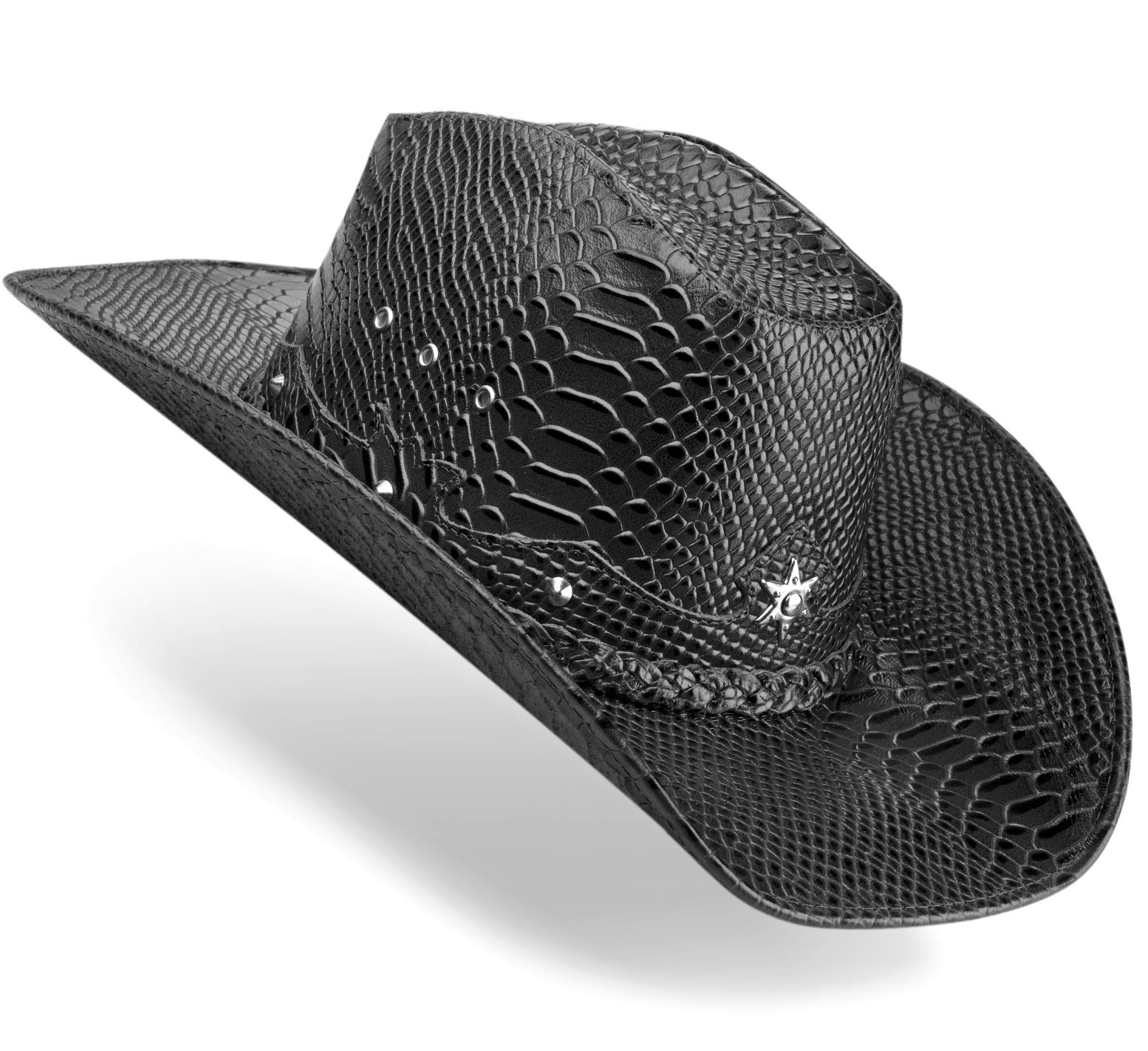 Mens Cowboy Hat Western Genuine Leather 