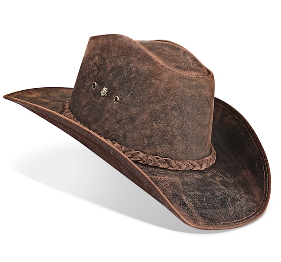 Chapeau western femme vintage en cuir • Créations Chapeaux