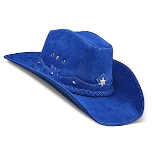Western Cowgirl Hat, Womens Cowboy Hat, Leather Cowgirl Hat, Texas Hat, Blue Cowboy Hat, Cattleman Hat, Ladies Cowgirl Hat, Unvars Star Hat