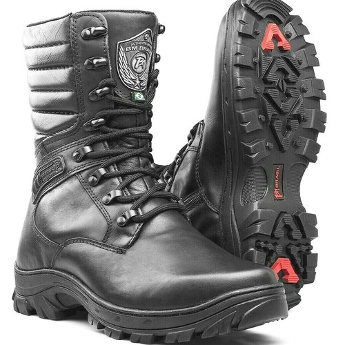 Combat Boots Black Genuine Leather Army Motorcycle Rider - Etsy