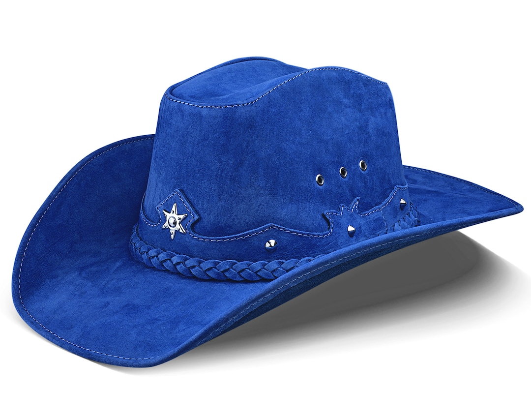 Mens Cowboy Hat Western Genuine Leather Hats Texas Hat American Style Hat Black Stockman Star